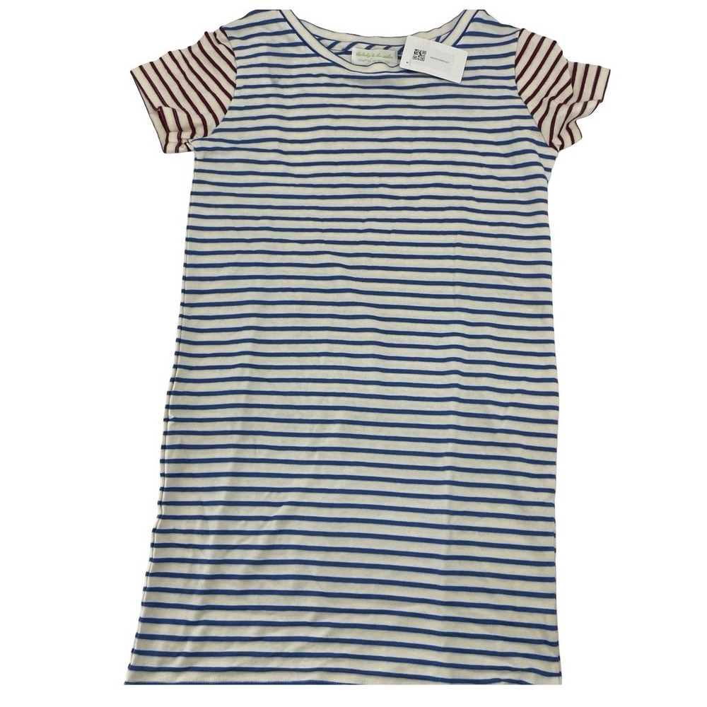 The Lady & The Sailor Women's T-Shirt Dress Striped Cotton Blue Size 1